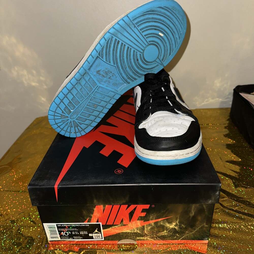 Nike Air Jordan 1 Retro Low OG White/Black/Dark Powder Blue CZ0775-104 M Sz 10.5